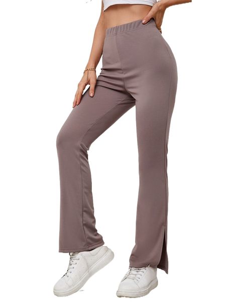 

high waist split hem pants x0y4#, Black;white