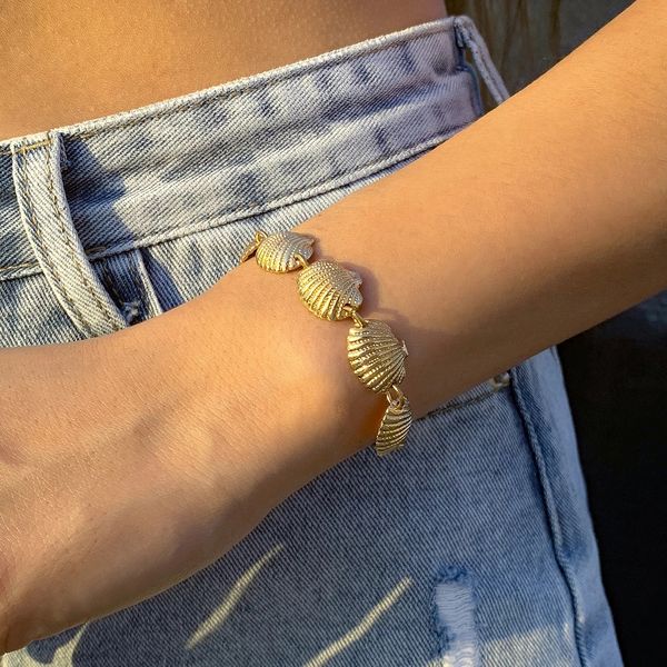 Bracelets de corrente de casca de metal feita à mão Boho à mão para mulheres Summer Summer Beach Conto Barefoot Feofotes On Leg Jewelry Acessórios