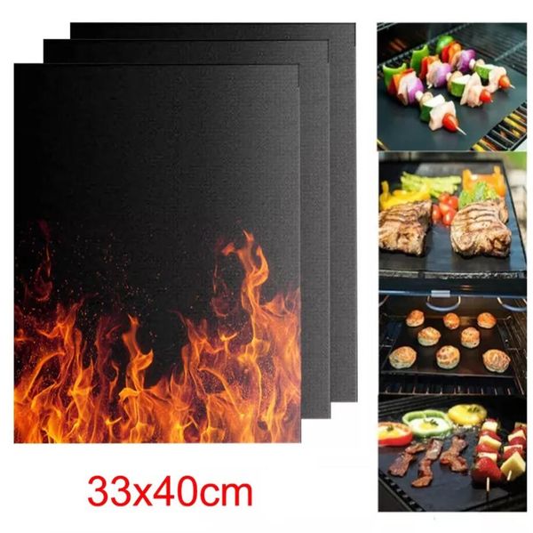 Tappetino antiaderente per barbecue Tappetino da forno portatile Utensili per barbecue Cottura per griglia Resistente al calore Utensile da cucina facilmente pulito 40x33 cm