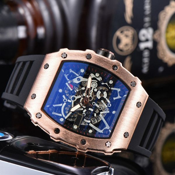 

luxury military hollow movement simulation date quartz new function men's watch, Slivery;brown