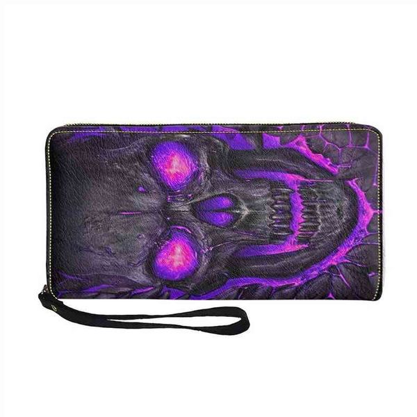 HBP Halloween Skull Digital Printing Wallet Women's Portable Pu Wallet 220805