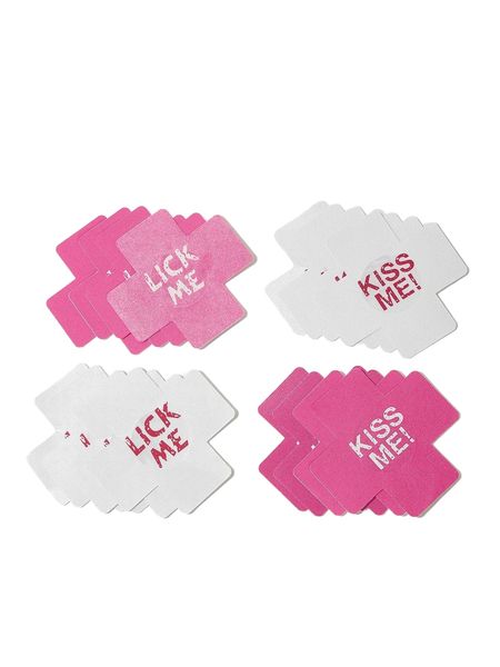 

8pairs letter graphic nipple cover g4kf#, Black;red