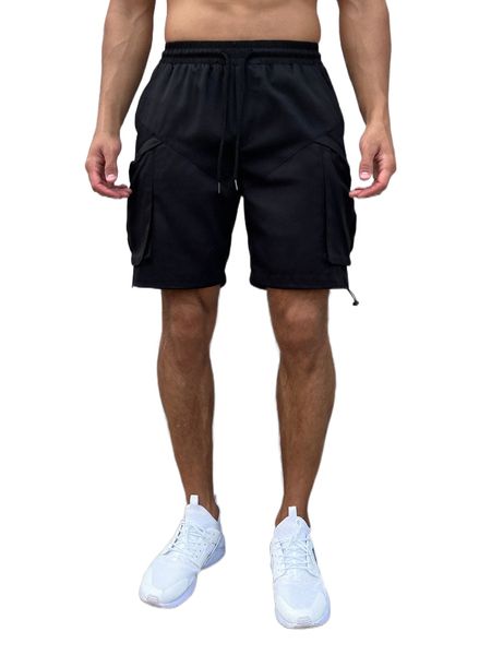 

men drawstring slant pocket shorts y2mj#, White;black