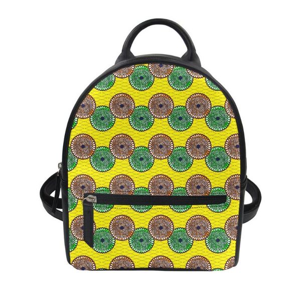 Seesäcke, bedruckt auf Abruf, afrikanisches traditionelles Kostüm, Blumendruck, Mini-Rucksack für Damen, wasserdicht, klein, PU-Schultertaschen-Stil