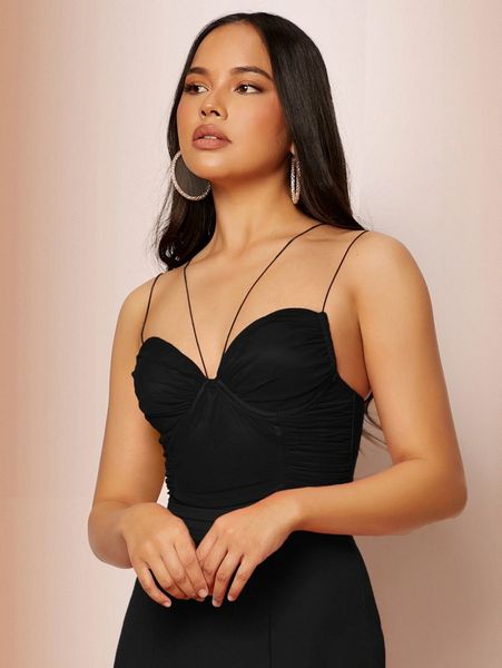 

ruched bust mesh crop cami f3tu#, White