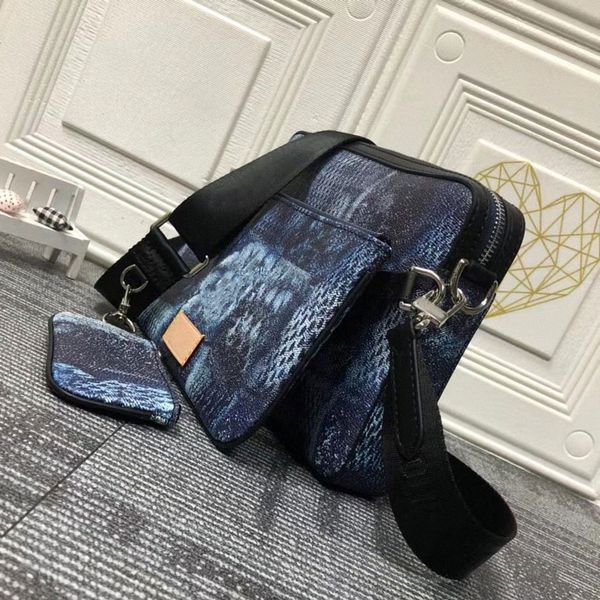 

leather shoulder bags men handbags messenger bag 3 piece set satchel fashion for man presbyopic cross body package wholesale trio crossbody