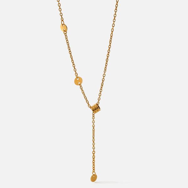 Anhänger Halsketten Trendy Exquisite 18 K Echtgold Wasserdichte Kette Halskette Für Frauen Edelstahl Schmuck Temperament Jahrestag GeschenkPe