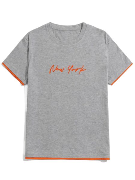 

romwe guys letter contrast binding tee f3cr#, White;black