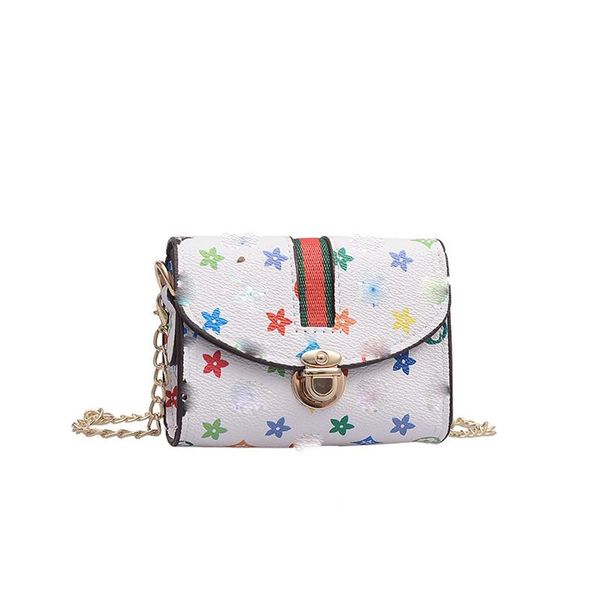 

kids shoulder bags fashion girl print crossbody bag chain fanny pack casual outdoor princess pouch party243h, White