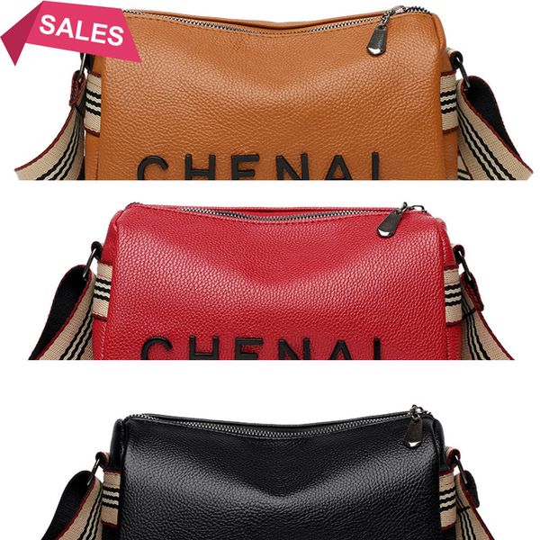 

high new fashion simple leather wide strap single women quality shoulder messenger bag lady handbags