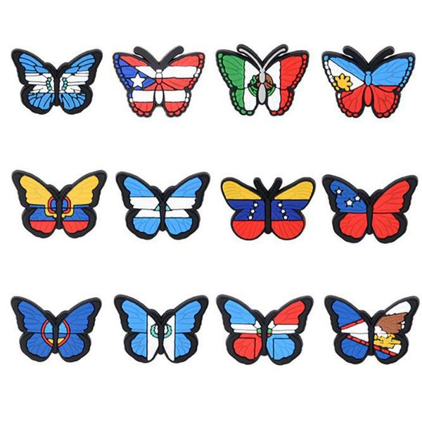 

fast delivery wholesale colorful croc charms butterflys for pvc shoe charms buckles fashion accessories, White;pink
