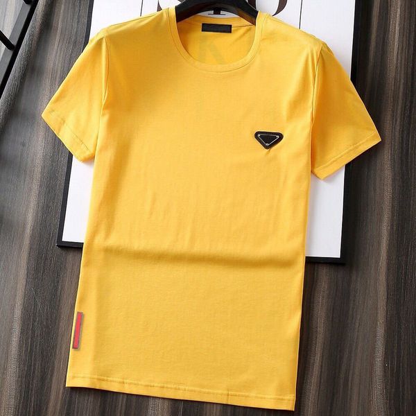 

luxury t mens shirts pure cotton tees metal triangle pattern brand p short sleeve women t-shirt fashion designers tshirts size m-4xl eoip, White;black