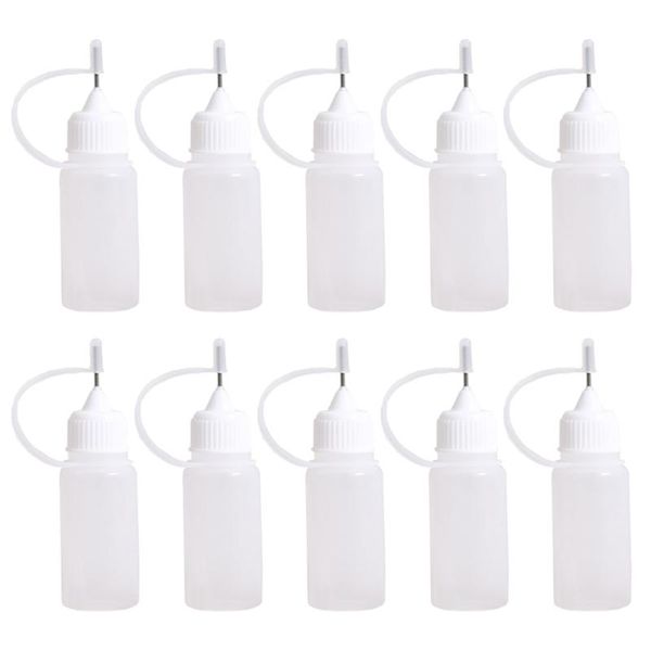 Bottiglie di stoccaggio Vasetti 10pcs 30ml Plastica Squeezable Tip Applicatore Flacone Contagocce Con Tappi Aghi Per Colla Olio Liquido Occhi Drop BottleStor