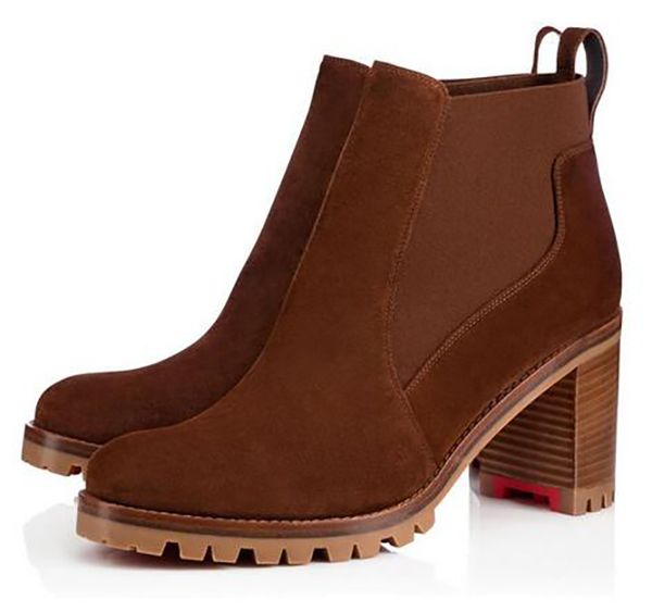 

2022 fashion winter capahutta boot spikes women's black ankle boots lug-sole red bottoms sole boots high heels booty round toe leather