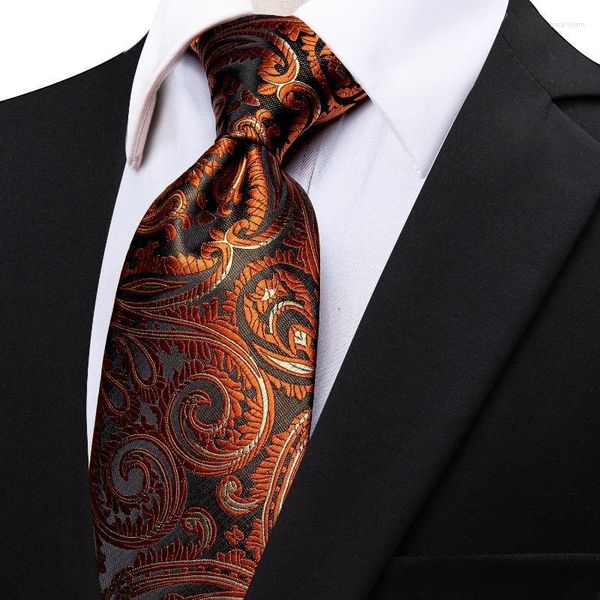 Bow Ties Sonbahar Kış Varış Erkekler 8cm Paisley Lüks Vintage Altın İpek İş Tie Düğün Partisi Erkek Takım Aksesuarları Smal22