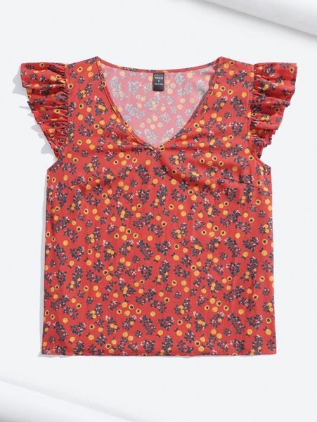 

x yuan xu ditsy floral ruffle sleeve blouse e7rj#, White