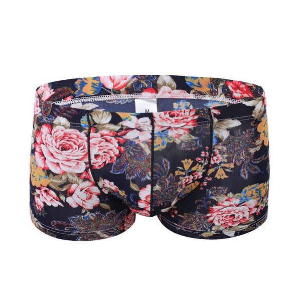 

men's underpants underwear lingerie ice silk blue rose graphic printed pouch boxers #3033pj, Black;white