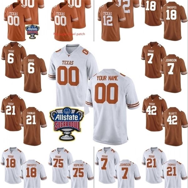 XFLSP Custom Custom Texas Longhorns College Football Jersey 10 Vince Young Mens Персонализированные Любое имя сшитого сахарного чаша Патч