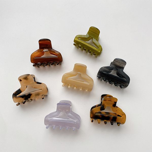 

length 3.8 cm small size square hair clamps clips women acetic acid geometric hair claws pure color hairpins for edge side ponytail headdres, Slivery;golden