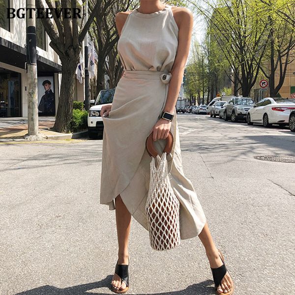 

vintage solid women skirt set sleeveless &amp high waist lace-up skirts 2021 summer female 2 pieces set, White