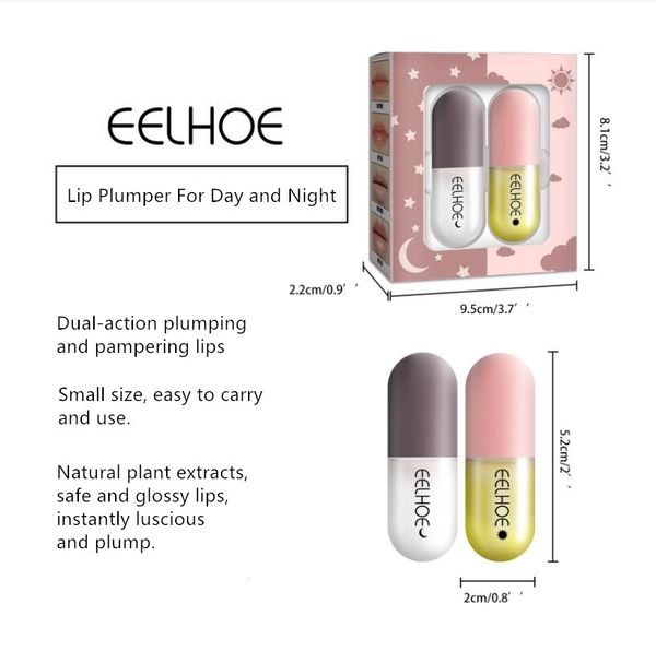 

2 pcs 100% natural lip plumper kit for day and night hip, Red;pink