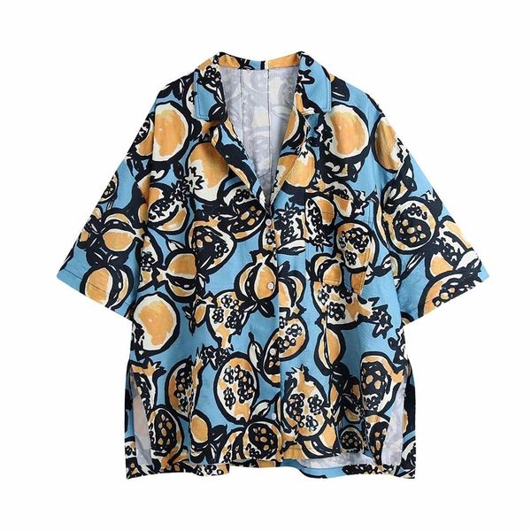 

women printed shirt half sleeves elegant fashion oversized loose holiday style woman blouse shirt 210709, White