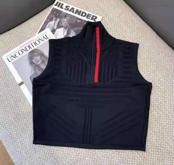 

prad sweater women knits tees zipper neck adjust letter striped necks lady slim knitted sweaters sleeveless long sleeves sweater shirts sty, White