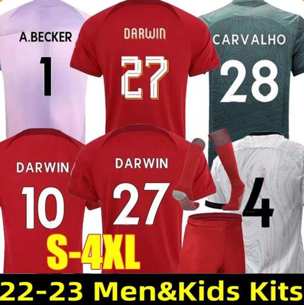 

22 23 men kids kit luis diaz soccer jerseys a.becker diogo j alexander arnold elliott thiago darwin henderson mohamed carvalho 2022 2023 hom, Black;yellow
