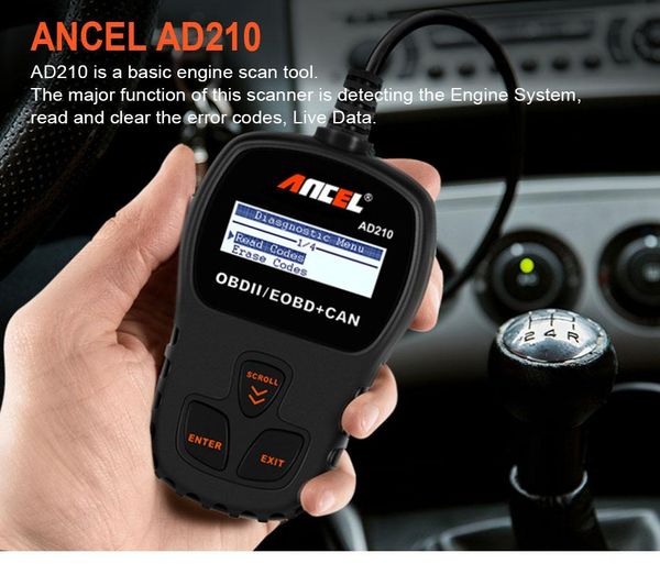 Novo Scanner OBD2 AD210 Código Automotivo Universal Ferramenta de Scan Tool EOBD pode diagnóstico Ferramenta para Analisador de Motores de Carros