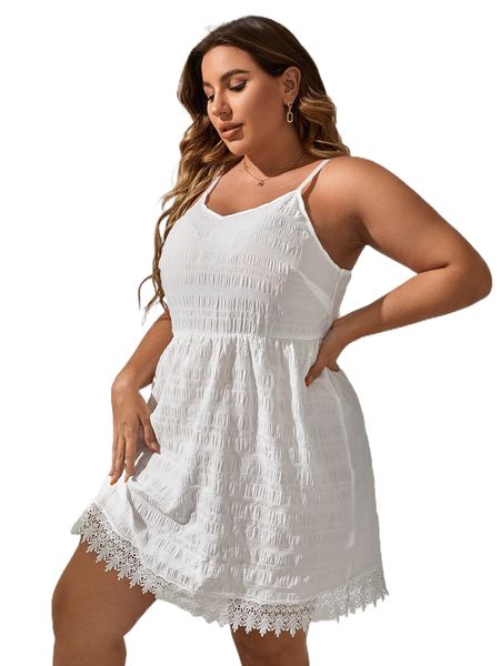 

plus contrast guipure lace cami nightdress g4et#, Black;white