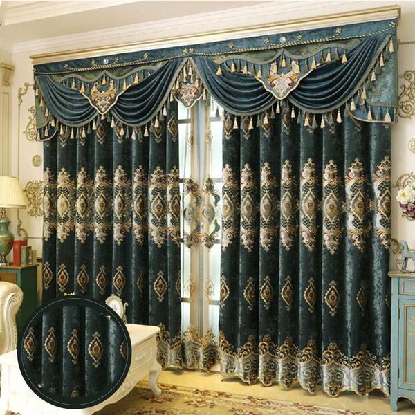 Vorhang Vorhänge moderner Stil Luxus Royal Blue Fenster Vorhänge Schattieren von Drapeln für Wohnzimmer Europäisches Hochzeitsdekor Dekorative Blackout Cur