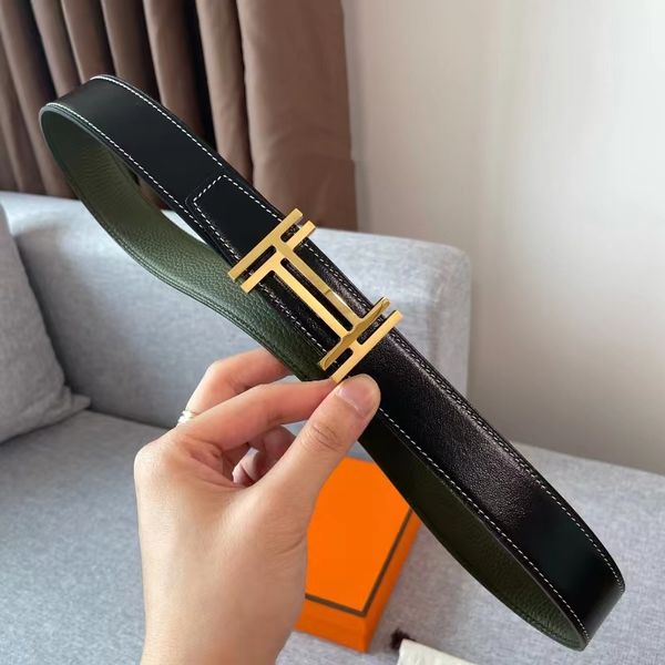 

leather men's belts for mens and women double-sided fashion letter buckle belt men width 3.8 3.2 cm, Black;brown