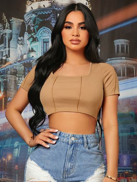 

sxy seam detail cut out tie back crop tee g4io#, White