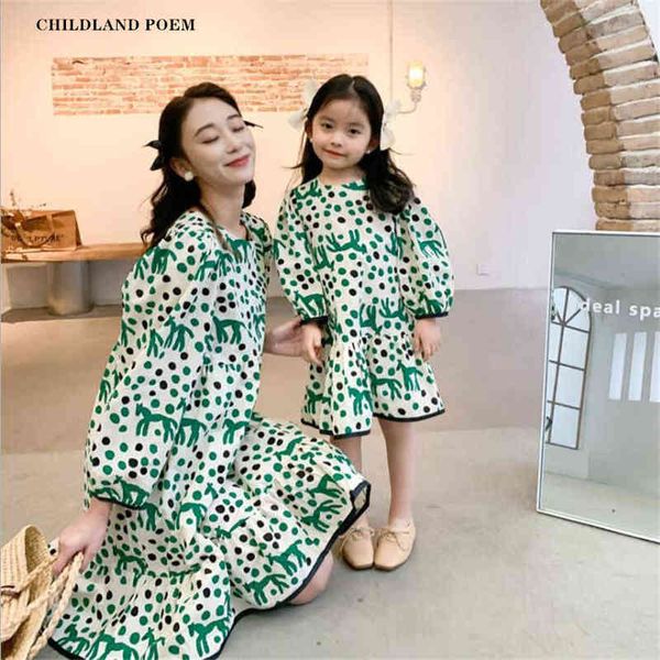 

family matching clothes spring 2021 mother daughter dresses long sleeve floral mom and daughter clothes mommy and me clothes aa220326, Red;yellow