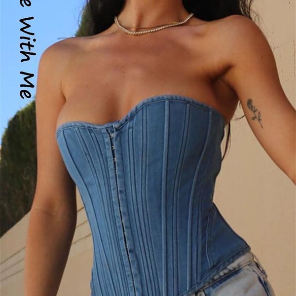 

side with me cropped corest strapless bandage gothic women's tank summer sleeveless party club women 220511, White