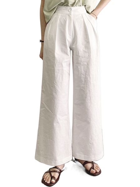 

dazy high waist plicated detail wide leg pants s6lf#, Black;white