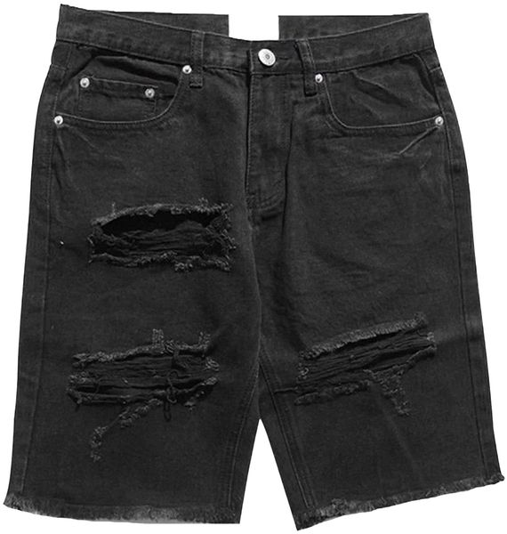 

plus size ripped distressed denim shorts destroyed stretch jeans shorts hip hop slim casual summer short pants 19lq#, White;black