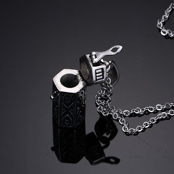 Anhänger-Halsketten Retro-Sechseck-Wunschbox-Gebets-Halskette Geheimer Aufbewahrungs-Urnen-Schmuck Aschehalter kann 20 oder 24 Zoll Kettenanhänger öffnen