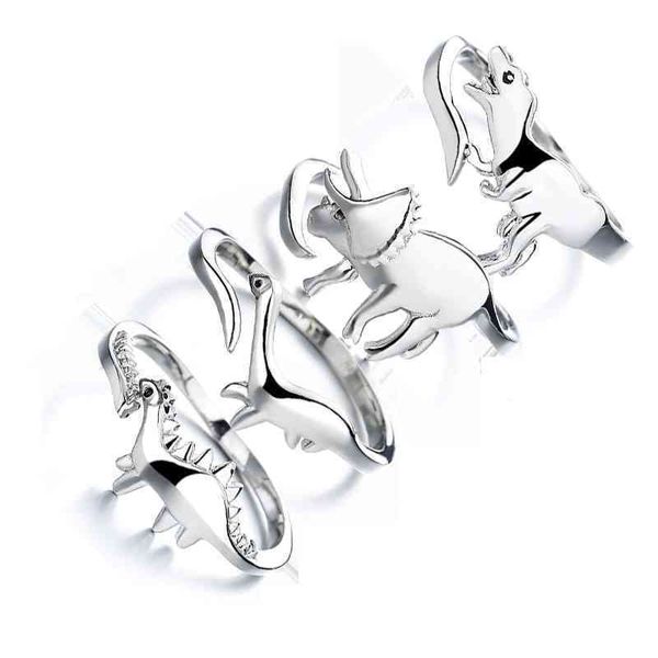 

women cute dinosaur silver ring