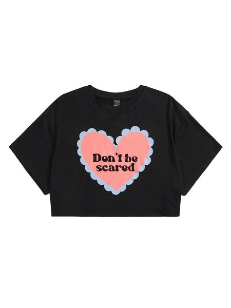 

x karen thaco slogan & heart print tee p2qu#, White