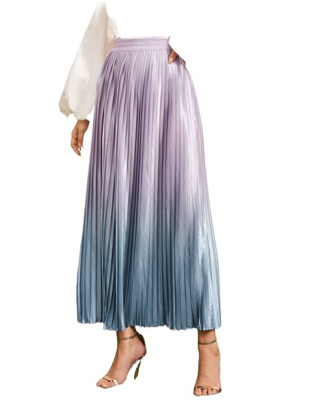 

high waist ombre pleated skirt 80oq#, Black