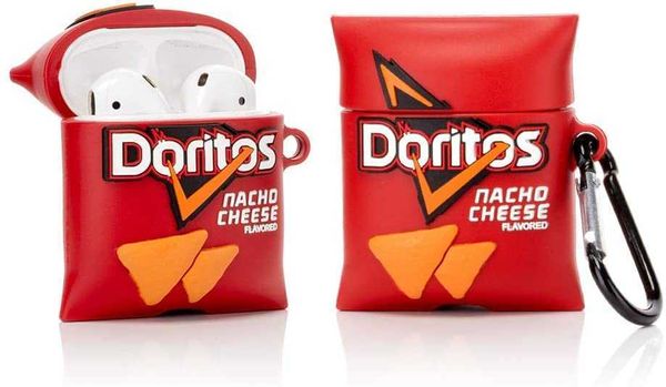 

airpods silicone case 3d cartoon funny cute cover compatible for apple airpods 1&2 [snacks series 1] (tortilla chips doritos)