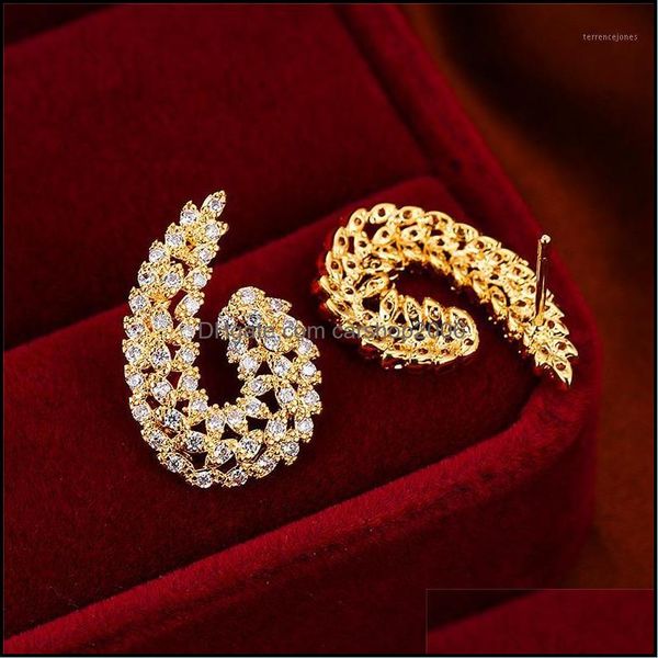 Orecchini a bottone gioielli vintage femminile zircone bianco pietra oro rosa colore argento carino serpente matrimonio vuoto per le donne1 consegna goccia 2021 Pl8Fd