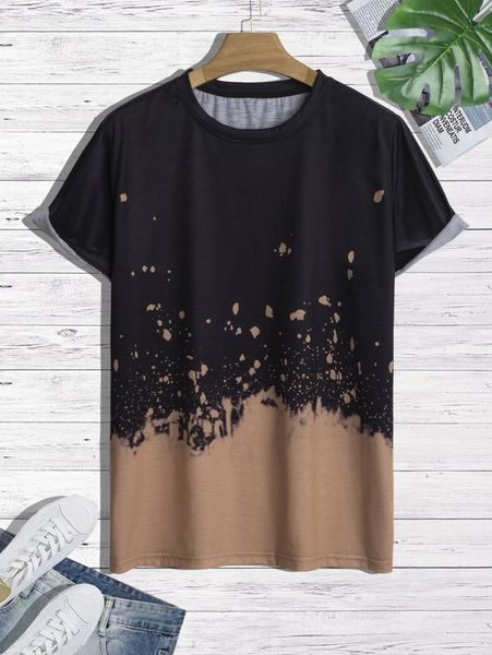 

men color-block round neck tee l5oh#, White;black
