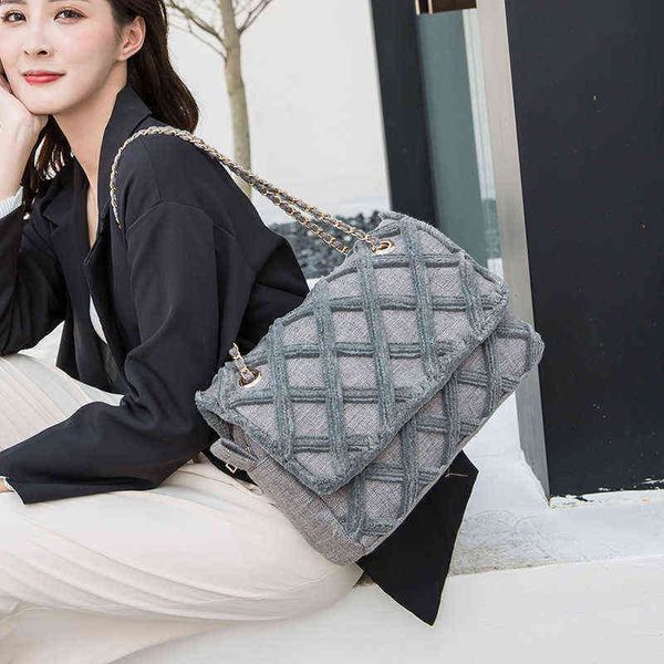 

women's bag new xiaoxiangfeng lingge large single shoulder messenger bag 220509