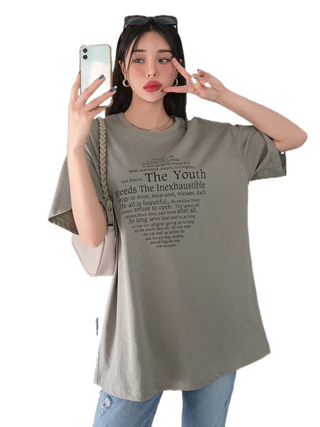 

dazy slogan graphic drop shoulder tee t6ae#, White