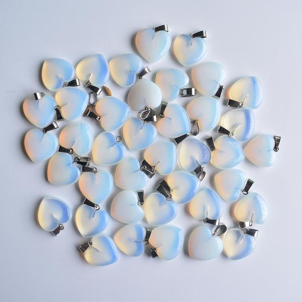 

fashion opal stone heart charms pendants for jewelry making, Bronze;silver