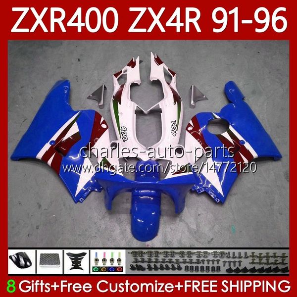 Kit carene per KAWASAKI NINJA ZX4R 400CC Rosso blu ZXR-400 1991 1992 1993 94 95 96 Carrozzeria 138No.105 ZXR 400 CC ZX-4R ZX 4R Carenatura ZXR400 91 92 93 1994 1995 1996 Corpo