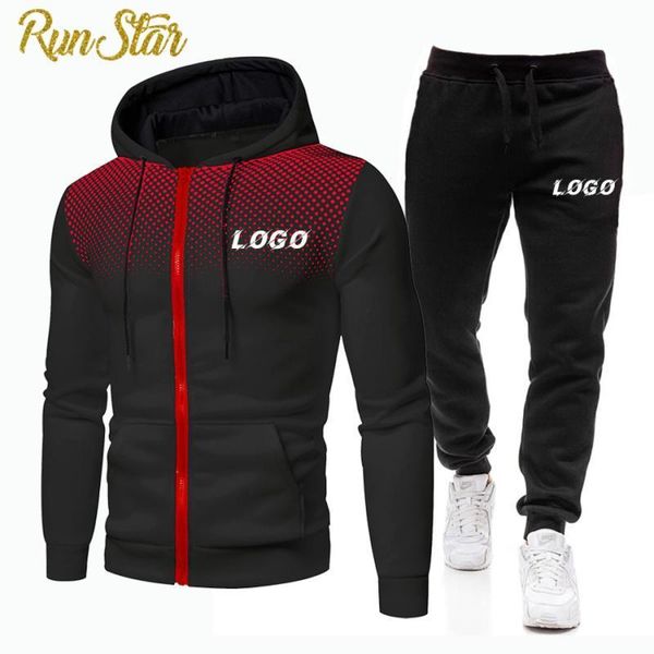 

custom men's casual tracksuit spring autumn fashion men jacket and sweatpants 2 pieces sets sportswear clothing for male 220615, Gray