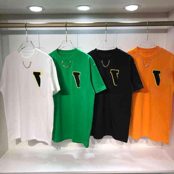 

v embroidery virgil mens designers luxury t-shirts man t shirt womens t-shirt cotton short sleeves summer men loose tees oversized tees, White;black